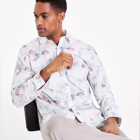 Alfani Other - Men’s NWT ALFANI Regular-Fit Abstract Light Wave Print Button Down Shirt, Sz XL